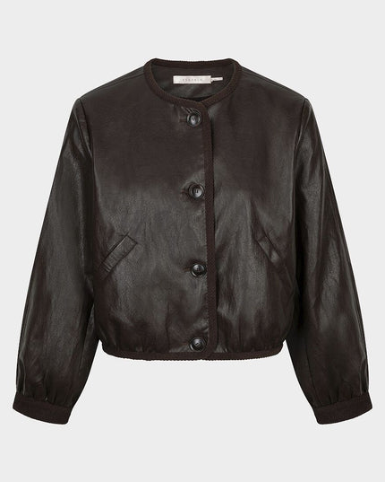 Soft PU Crinkle Jacket - Espresso