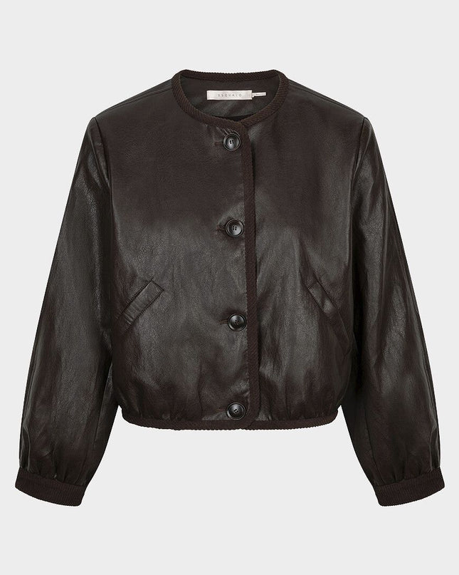 Soft PU Crinkle Jacket - Espresso