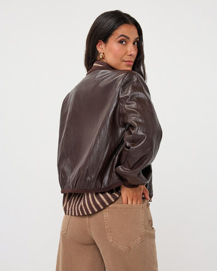 Soft PU Crinkle Jacket - Espresso