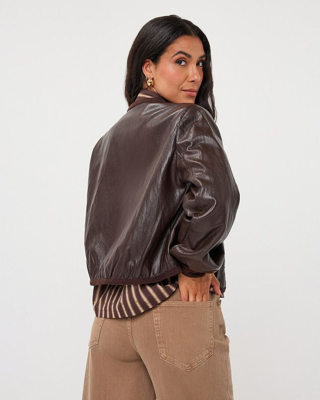 Soft PU Crinkle Jacket - Espresso