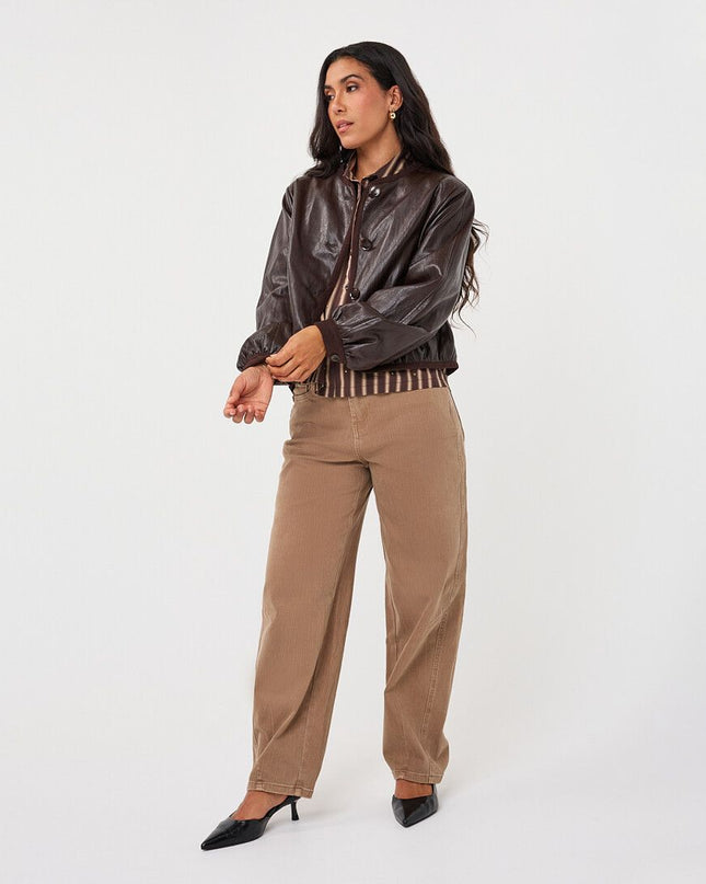Soft PU Crinkle Jacket - Espresso