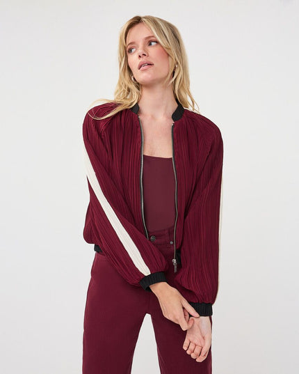 Plisse Bomber Jacket - Merlot