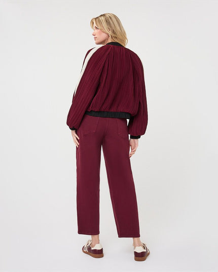 Plisse Bomber Jacket - Merlot