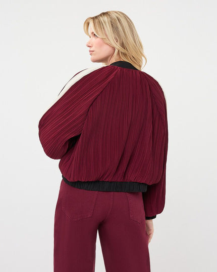Plisse Bomber Jacket - Merlot