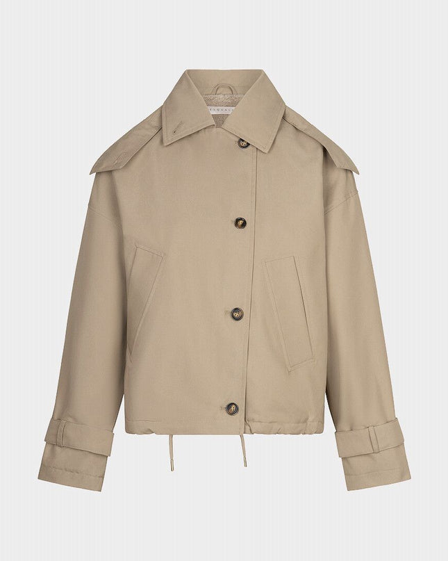 Hooded Short Trench Jacket - Camel
