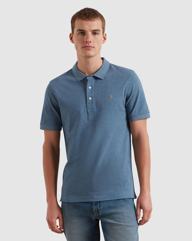 Blanes Organic Cotton Polo Shirt In Blue Tide Marl