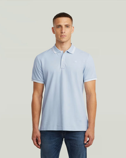 Dunda Slim Stripe Polo - Baby Blue