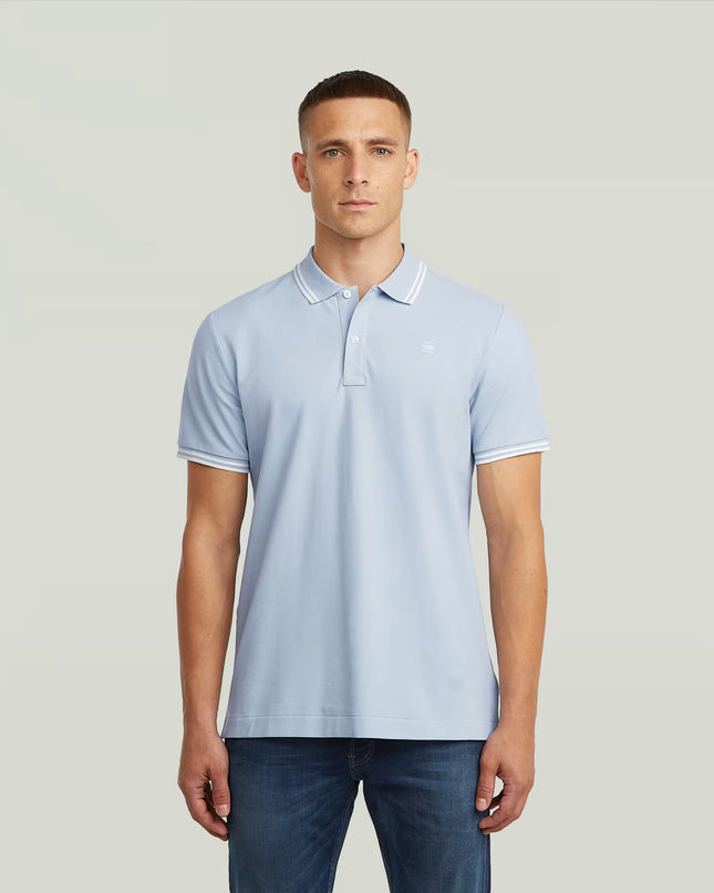 Dunda Slim Stripe Polo - Baby Blue