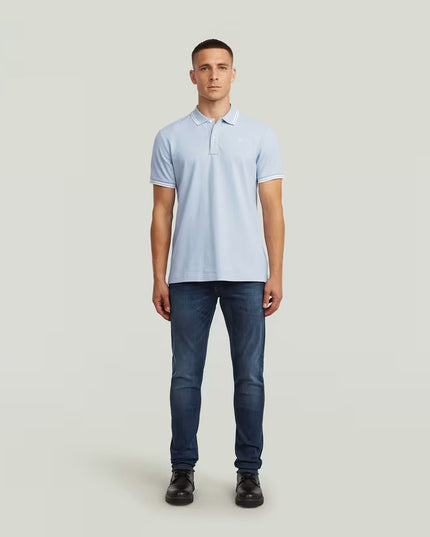 Dunda Slim Stripe Polo - Baby Blue