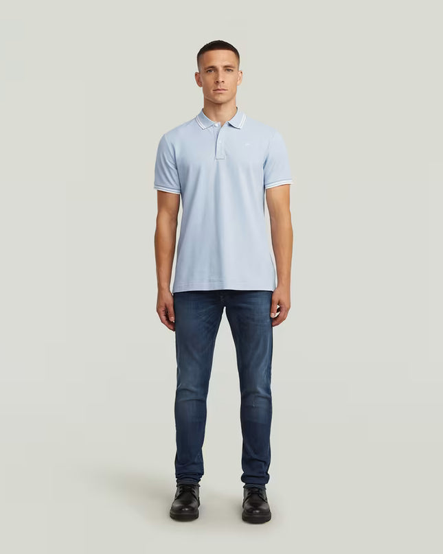 Dunda Slim Stripe Polo - Baby Blue