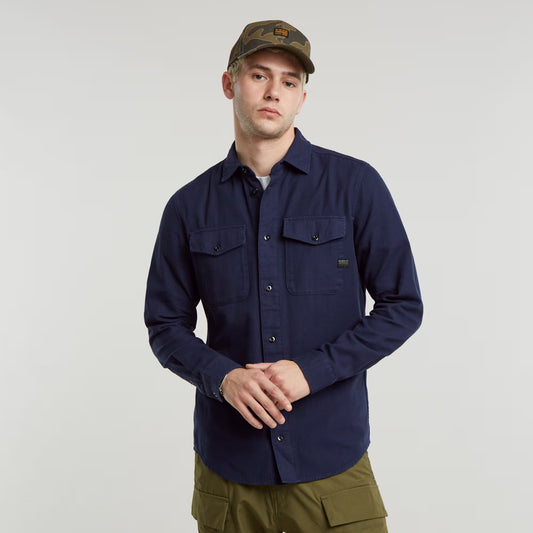 Marine Slim Shirt - Sartho Blue
