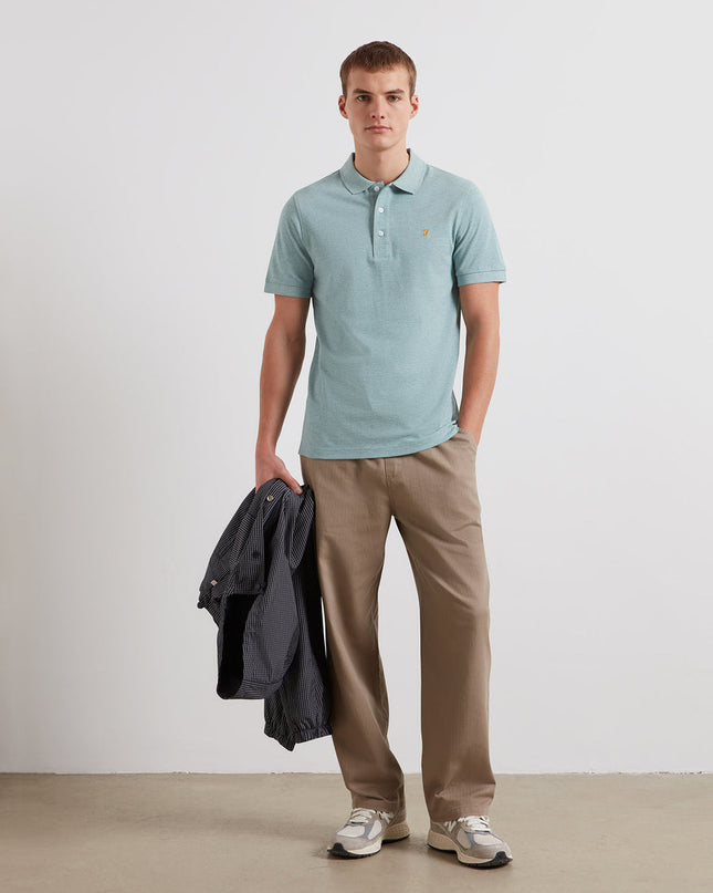 Blanes Organic Cotton Polo Shirt In Blue Green Mist Marl