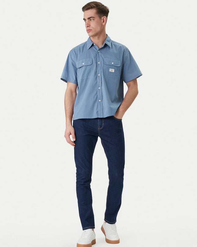 Guess Regular Fit Pocket Detail SS Shirt - Steel Blue