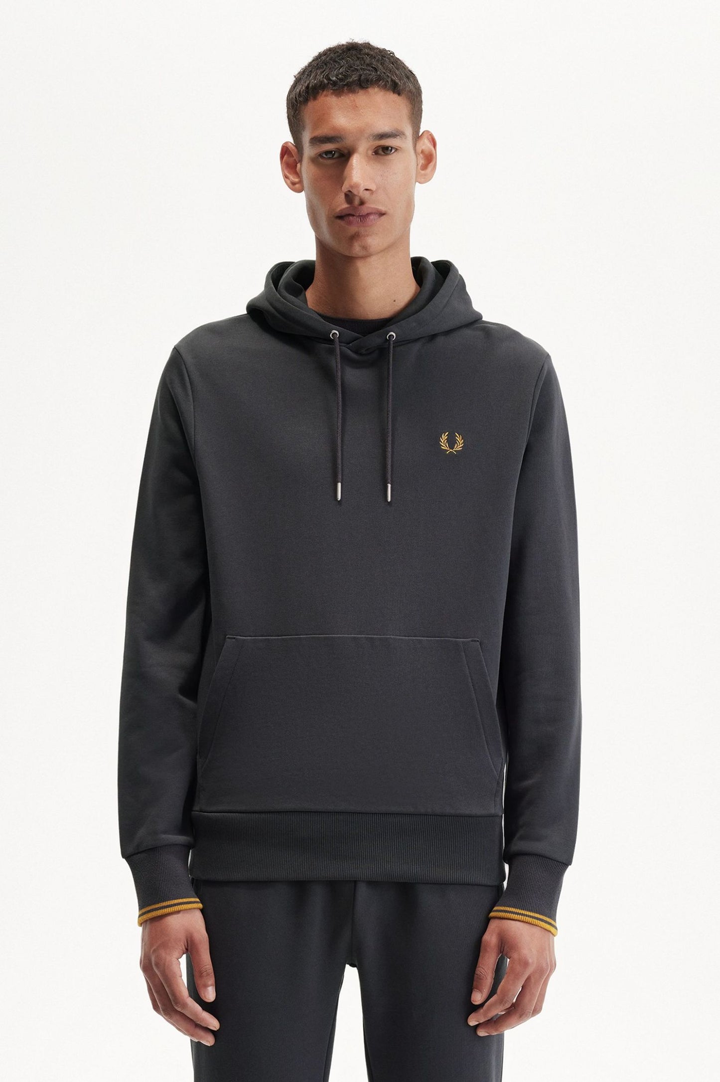 Fred Perry Tipped Hooded Sweatshirt - Navy/Dark Caramel