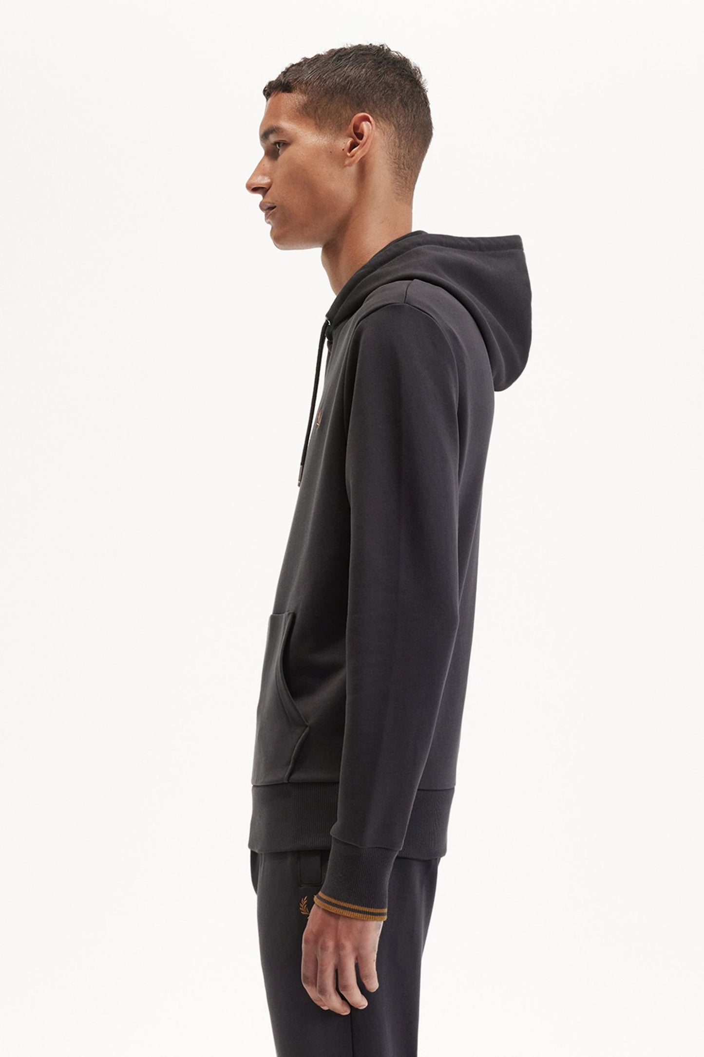 Fred Perry Tipped Hooded Sweatshirt - Navy/Dark Caramel