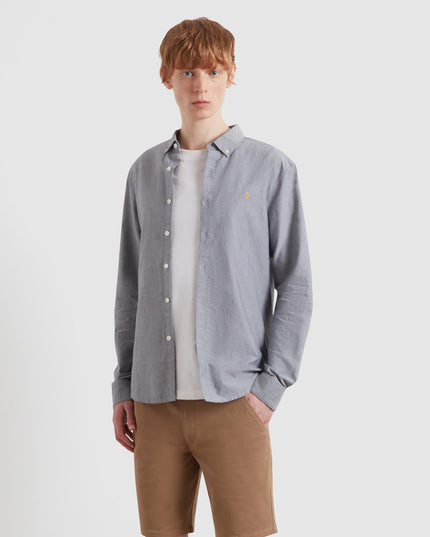 Slim Fit Organic Cotton Oxford Shirt In Farah True Navy