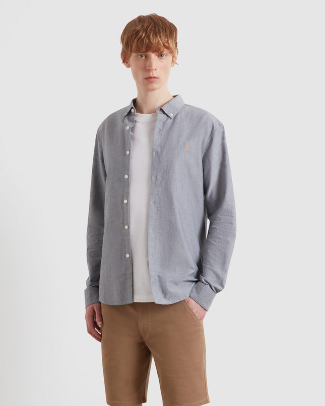 Slim Fit Organic Cotton Oxford Shirt In Farah True Navy