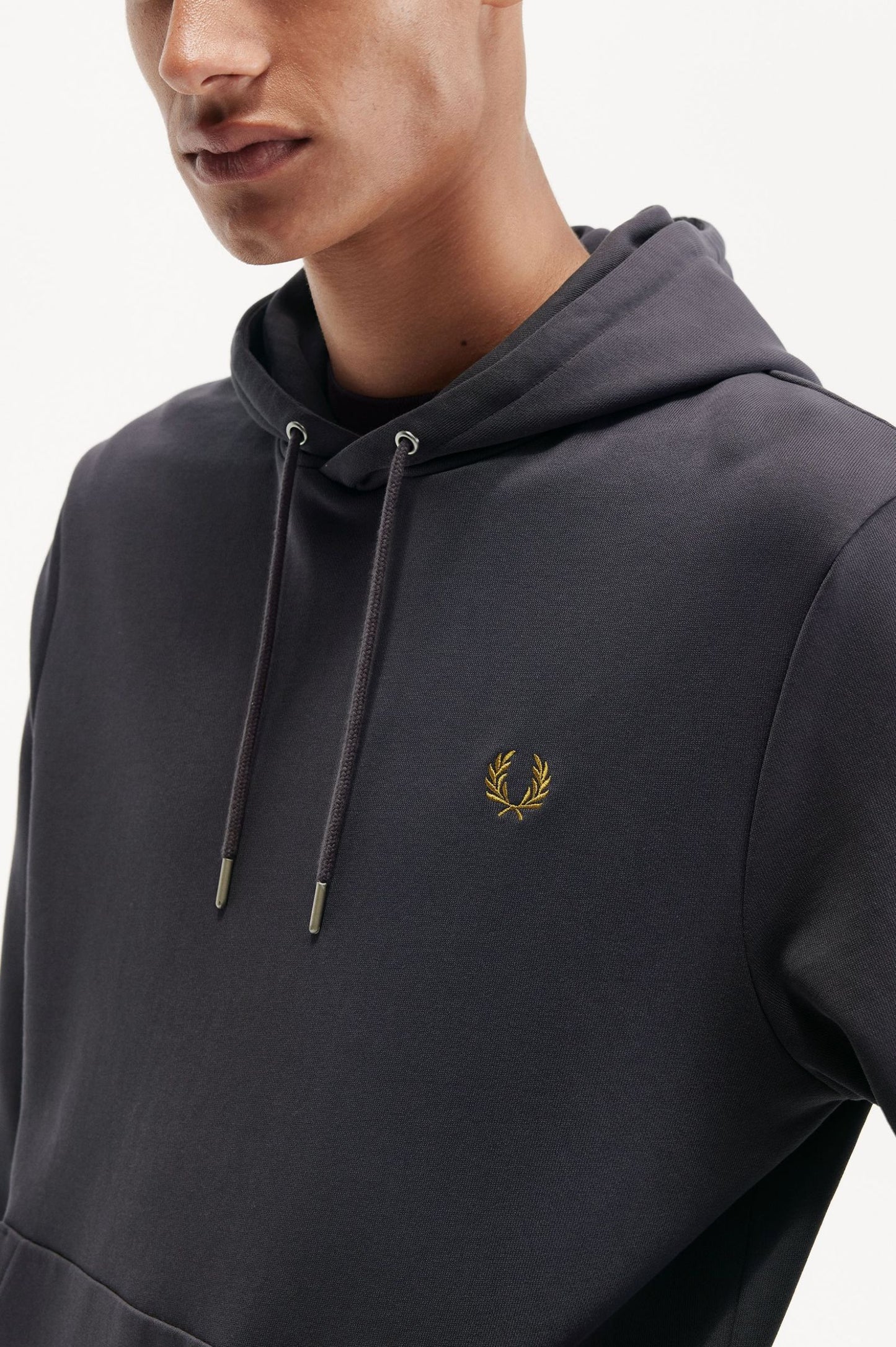 Fred Perry Tipped Hooded Sweatshirt - Navy/Dark Caramel