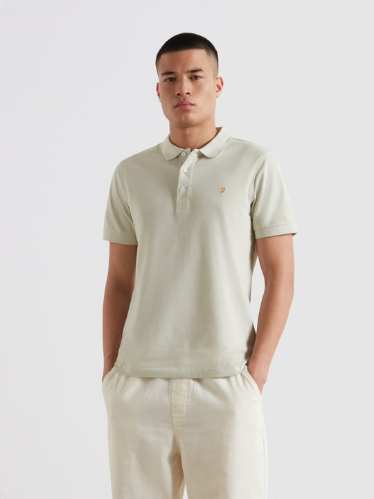 Farah Organic Cotton Polo Shirt In Soft Green