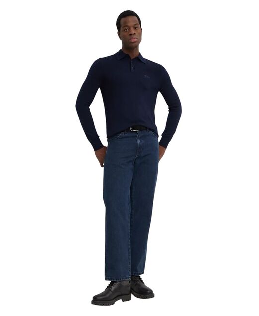 Guess Long Sleeved Knitted Polo - Navy