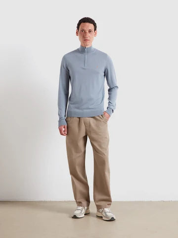 Merino Wool Quarter Zip Sweater - Icelandic Blue