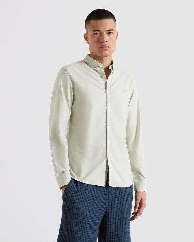 Farah Slim Fit Organic Cotton Oxford Shirt In Soft Green