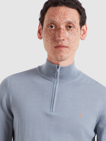 Merino Wool Quarter Zip Sweater - Icelandic Blue