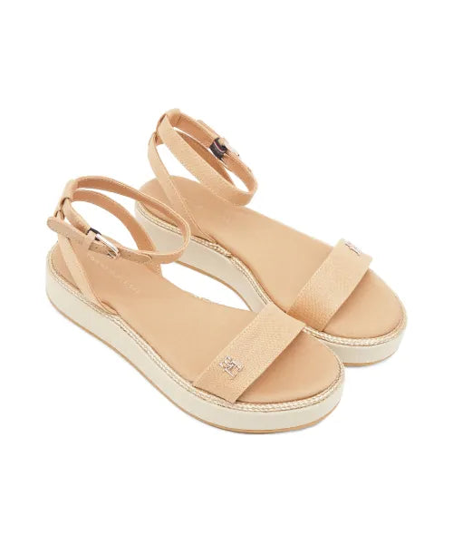 Linen Flatform Sandals