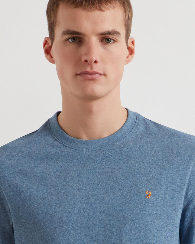 Danny Regular Fit Organic Cotton T-Shirt In Blue Tide Marl