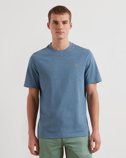 Danny Regular Fit Organic Cotton T-Shirt In Blue Tide Marl