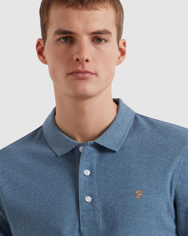 Blanes Organic Cotton Polo Shirt In Blue Tide Marl