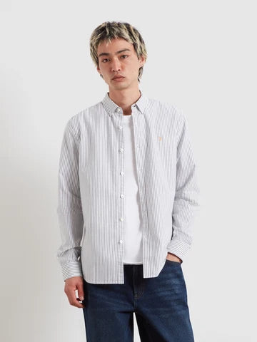 Slim Fit Striped Organic Cotton Oxford Shirt In Rosemary
