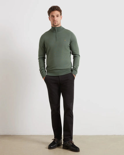 Merino Wool Quarter Zip Sweater In Rosemary