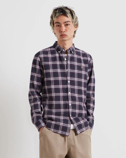 Brewer Check Oxford Shirt In Deep Purple