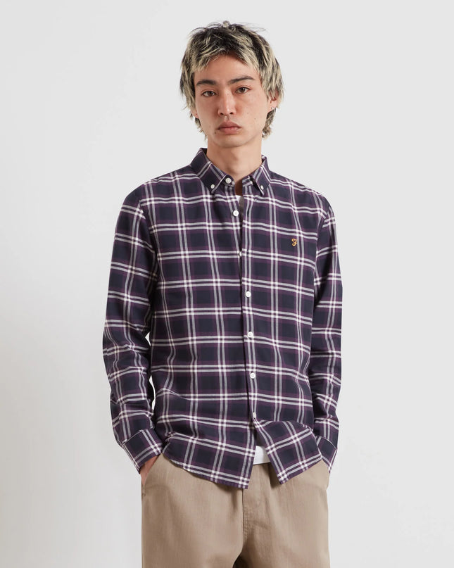 Brewer Check Oxford Shirt In Deep Purple