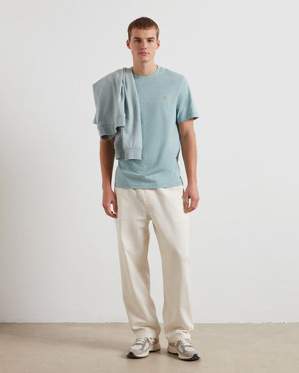 Danny Regular Fit Organic Cotton T-Shirt In Green Mist Marl
