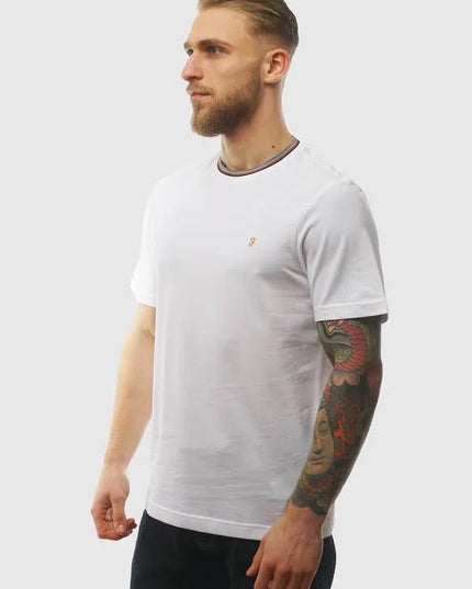 Elton Tipped Pique T-Shirt In White
