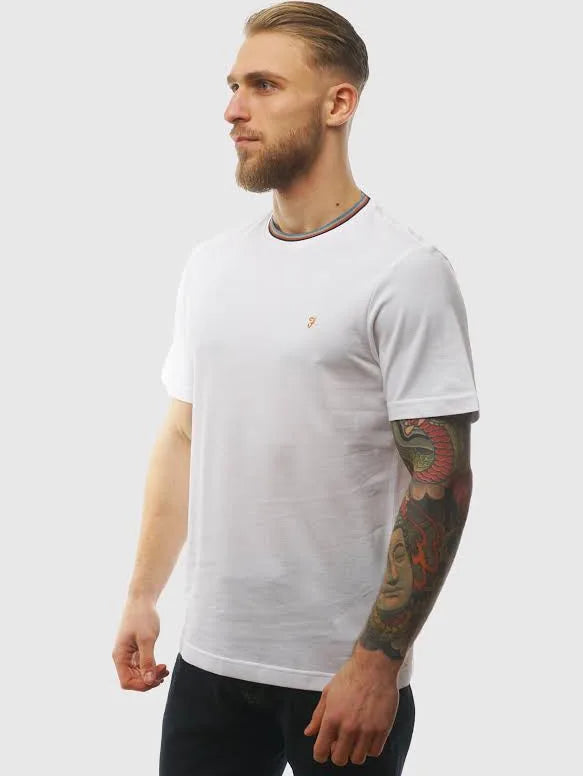 Elton Tipped Pique T-Shirt In White