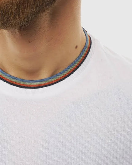 Elton Tipped Pique T-Shirt In White