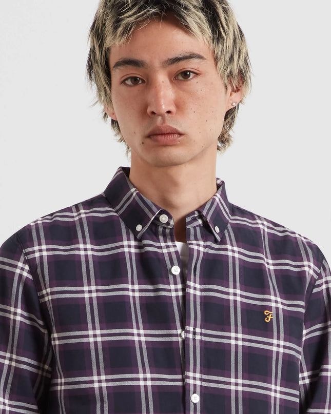 Brewer Check Oxford Shirt In Deep Purple
