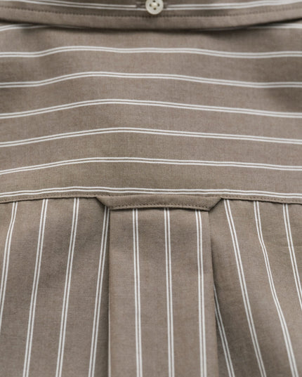 Gant Regular Poplin Striped Shirt in Mist Taupe