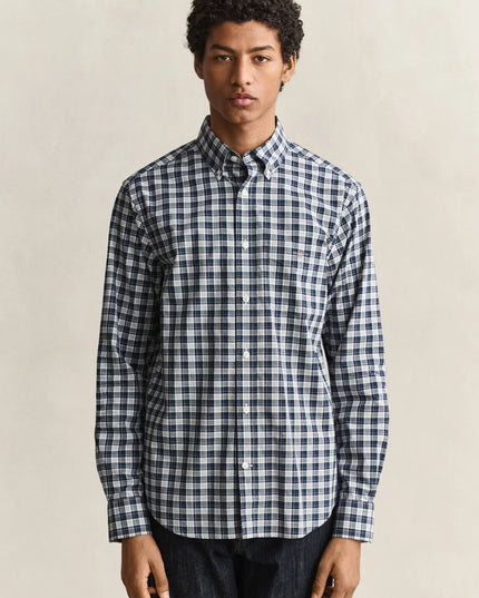 Gant Regular Poplin Check Shirt In Dark Emerald