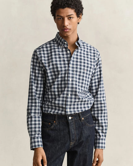 Gant Regular Poplin Check Shirt In Dark Emerald