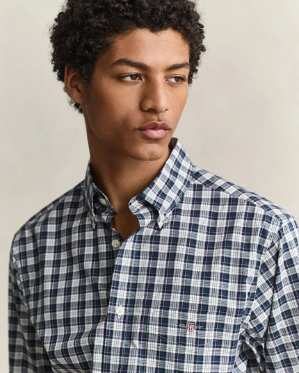 Gant Regular Poplin Check Shirt In Dark Emerald