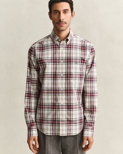 Gant Regular Poplin Check Shirt In Deep Grape Wine