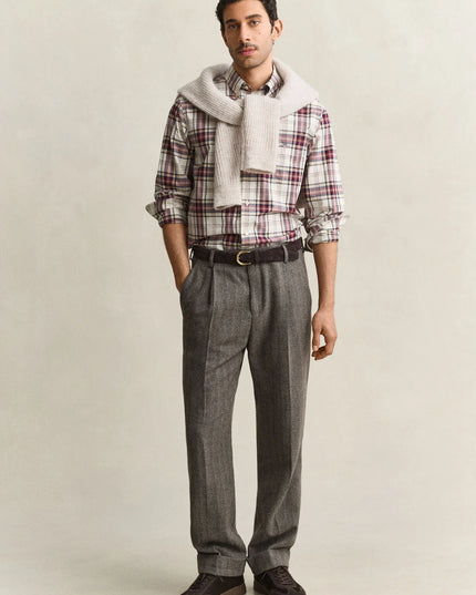 Gant Regular Poplin Check Shirt In Deep Grape Wine