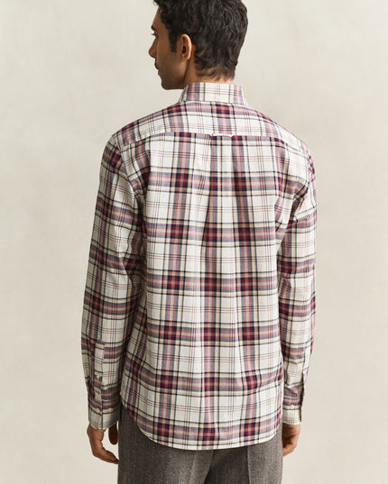 Gant Regular Poplin Check Shirt In Deep Grape Wine