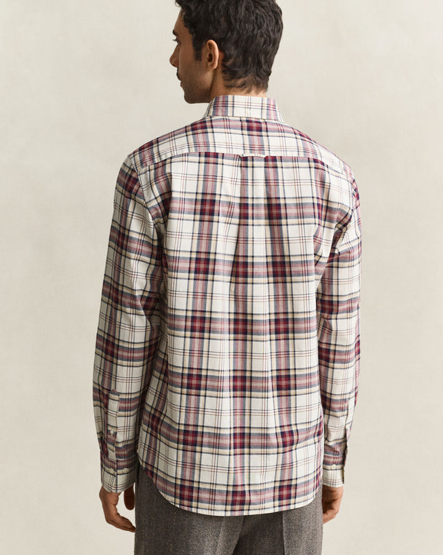 Gant Regular Poplin Check Shirt In Deep Grape Wine