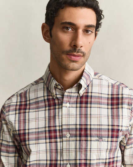 Gant Regular Poplin Check Shirt In Deep Grape Wine