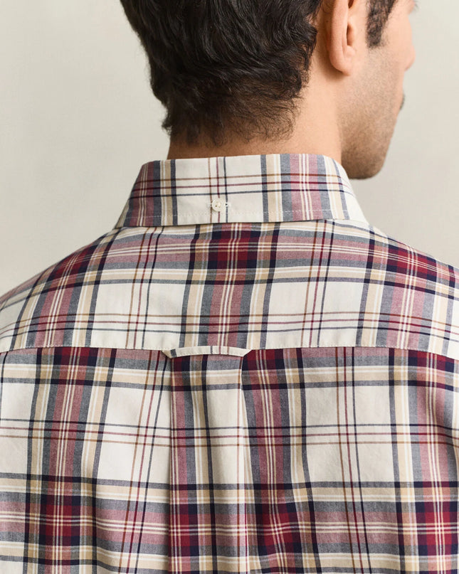 Gant Regular Poplin Check Shirt In Deep Grape Wine